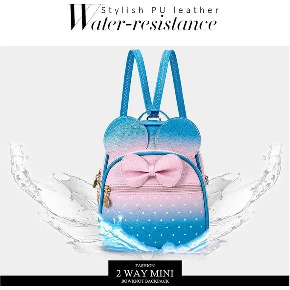 Bowknot Polka Dot Mini Backpack And Convertible Shoulder Bag Purse for Women - Picture 6 of 7